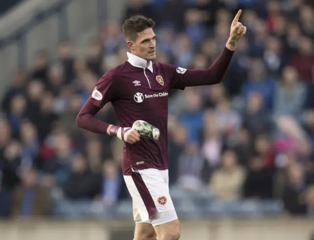 Kyle Lafferty celebrates scoring for Hearts