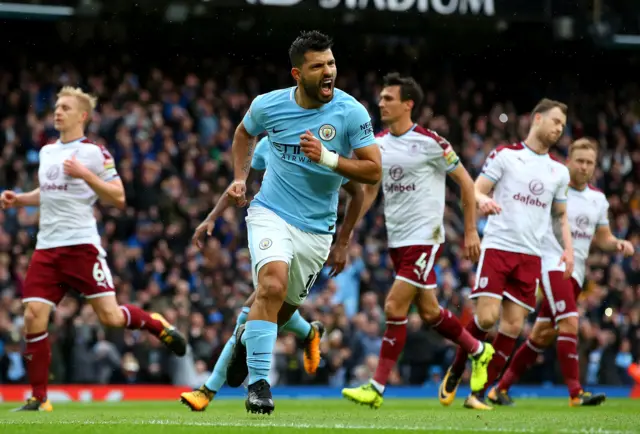 Sergio Aguero of Manchester City celebrates