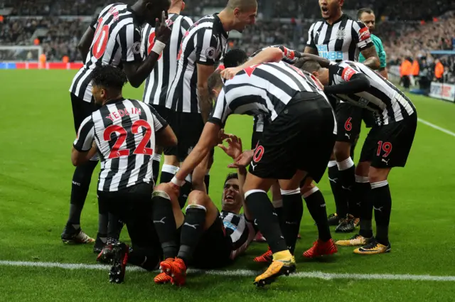 Newcastle players celebrate