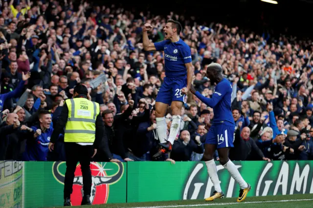 Cesar Azpilicueta celebrates