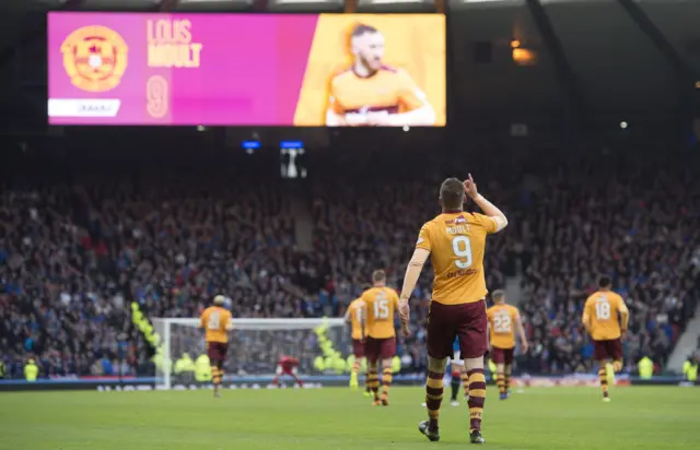 Louis Moult celebrates scoring against Rangers