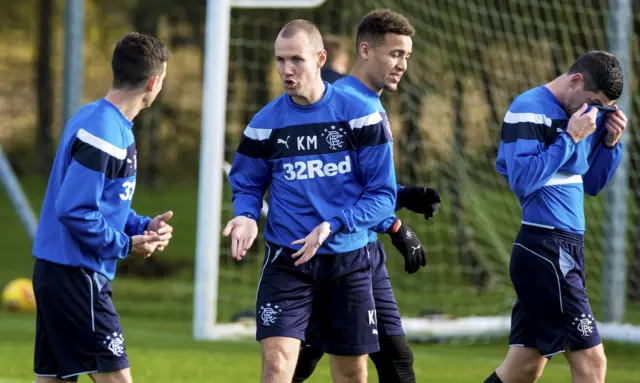 Rangers' Kenny Miller (centre) in training this week