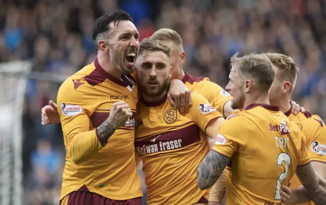 Motherwell's Ryan Bowman and Louis Moult celebrate