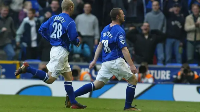 Wayne Rooney celebrates in 2002