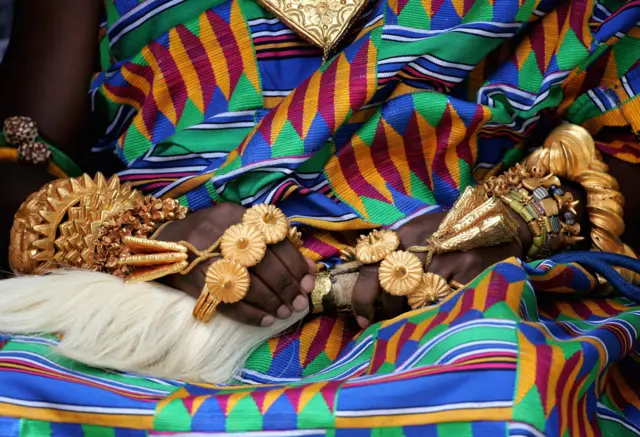 Gold adorning the hands of King Osagyefuo Amoatia Ofori Panin of Ghana in 2006 in Rabat, Morocco