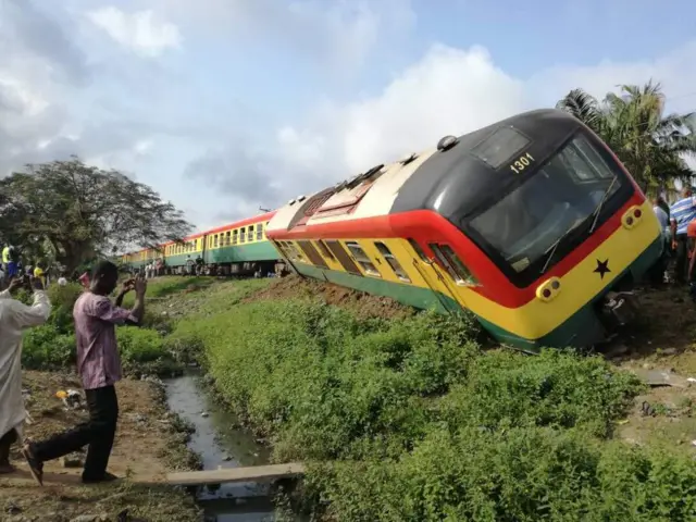 Derailed train in Ghana