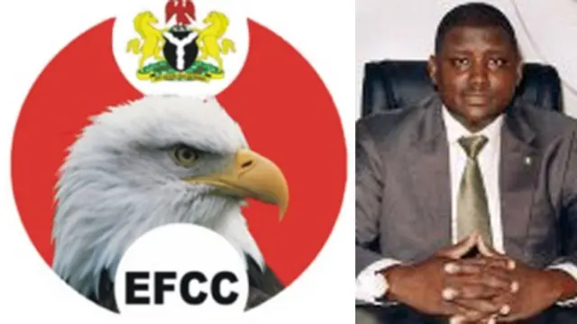 L: EFCC logo.  R: Abdulrasheed Maina