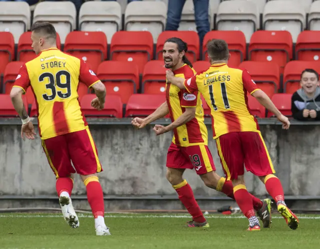 Partick Thistle's Ryan Edwards celebrates against Dundee