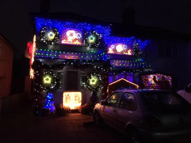 Christmas lights outside Stirchley house