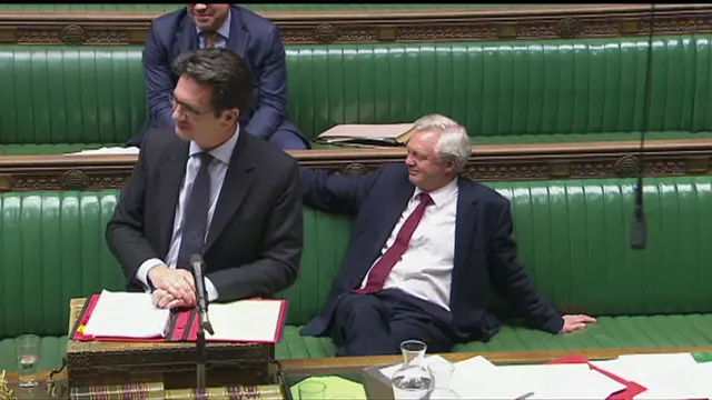 Brexit Minister Steve Baker at the dispatch box, watched by Brexit Secretary David Davis