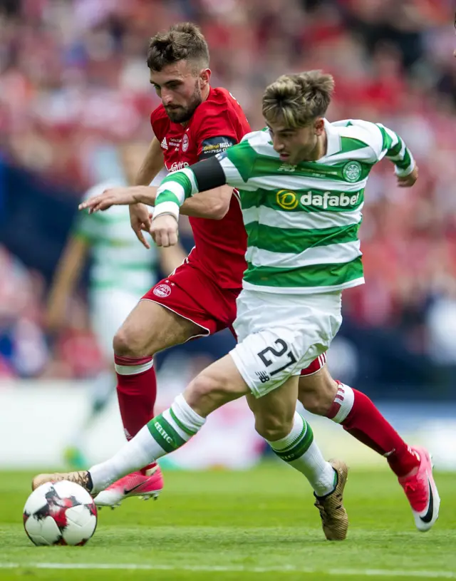 Aberdeen's Graeme Shinnie and Celtic's Patrick Roberts