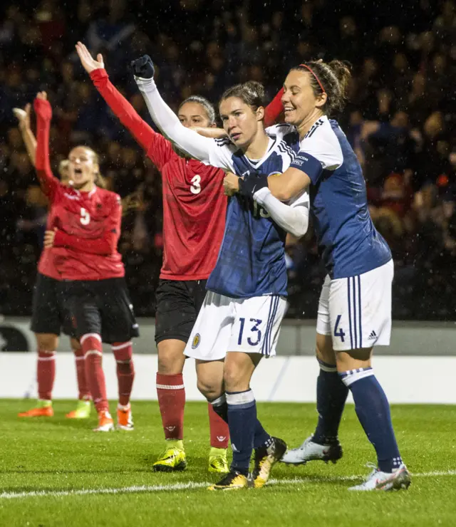 Scotland striker Jane Ross celebrates