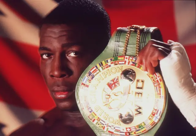 Frank Bruno with the WBC belt