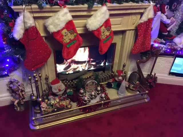 Fireplace ready for Christmas