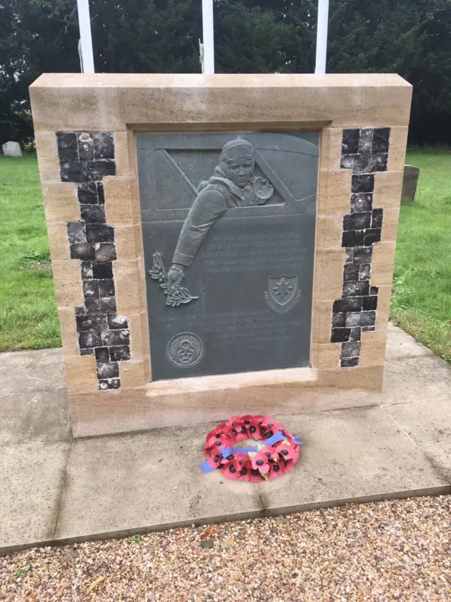 A poppy wreath at the war memorial