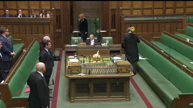 The Serjeant at Arms removes the ceremonial mace at the end of the sitting