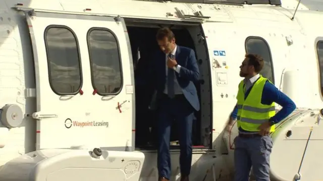 Guillaume Faury made a statement after arriving by helicopter in London