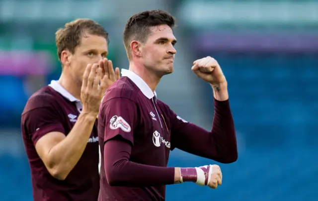 Hearts' Kyle Lafferty celebrates against St Johnstone