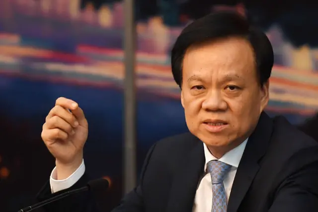 Chongqing Communist Party Secretary Chen Miner speaks during the Chongqing province delegation meeting at the 19th Communist Party Congress in the Great Hall of the People in Beijing on 19 October 2017.