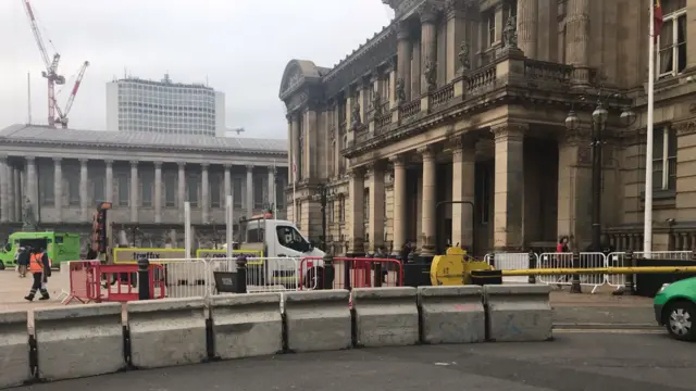 Concrete barriers in Birmingham city centre ahead of the Christmas markets in 2017