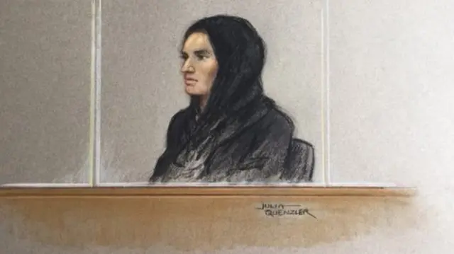 Court drawing of Madihah Taheer