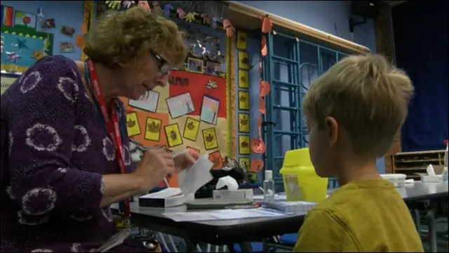 Child gets flu vaccine