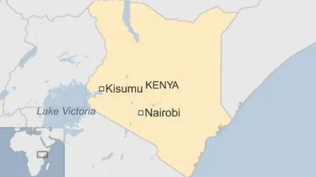 Map showing location of Kisumu within Kenya