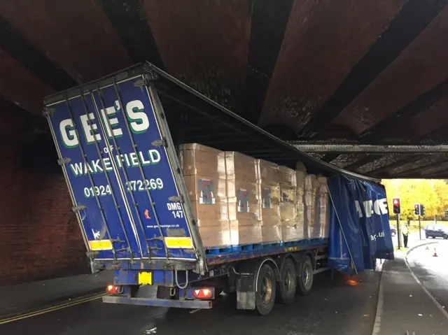 Lorry under the bridge