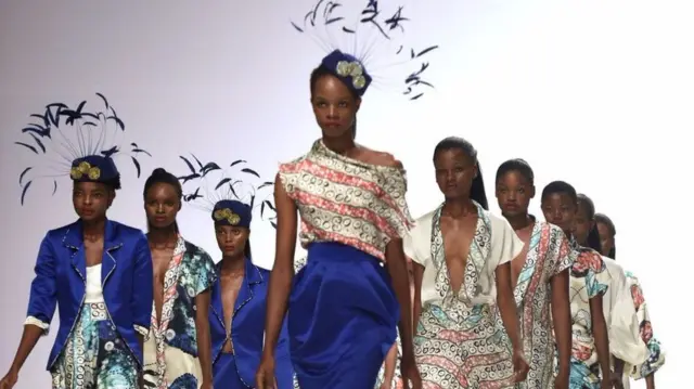 Creations by Nigeria's Amede take the floor on Wednesday at the Lagos Fashion and Design Week, which aims to support and promote the Nigerian and African fashion industry.