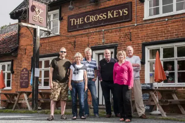 Campaigners outside pub