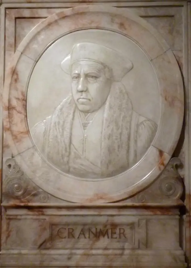 Memorial plaque to Thomas Cranmer, in Jesus College