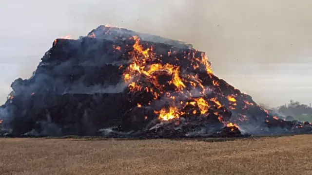 Stack fire in Great Stukeley.