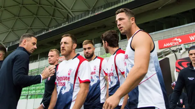 (l-r) James Roby, Mike McMeeken, Stefan Ratchford and Sam Burgess