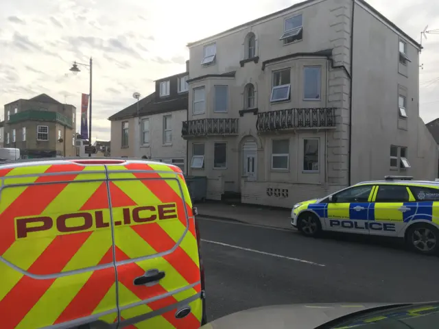 Police vehicles in St Peter's Road