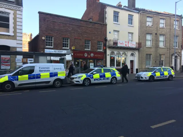 Police vehicles at Castle Meadow, Norwich