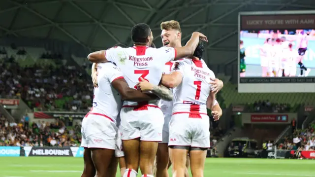 England players celebrate