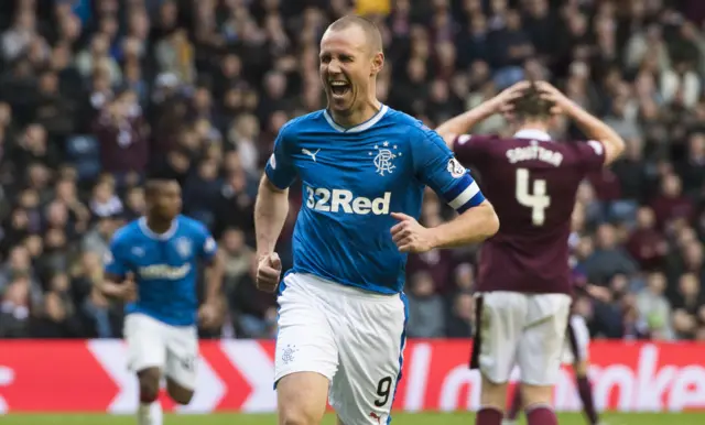 Kenny Miller celebrates his second goal at Murrayfield