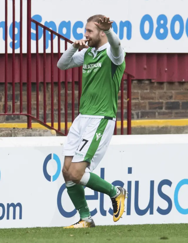 Martin Boyle celebrates his goal for Hibs