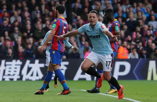 Chicharito celebrates scoring