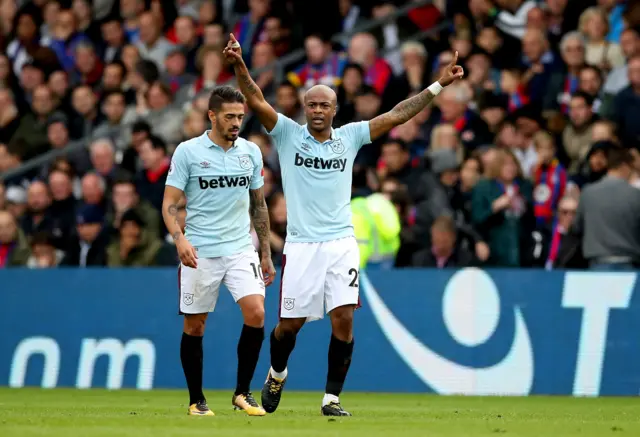 Ayew celebrates scoring the second goal