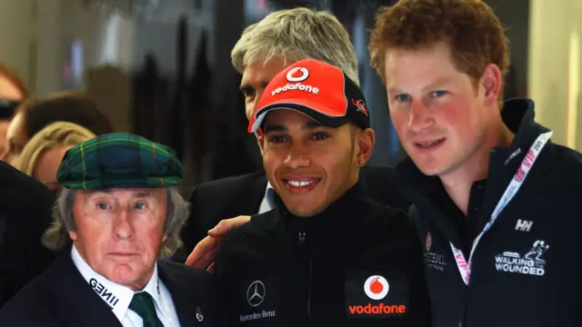 Sir Jackie Stewart Lewis Hamilton and Prince Harry