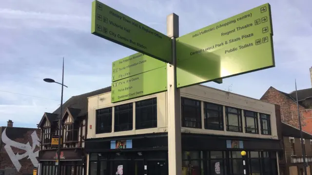 Sign post in Hanley, Stoke on Trent