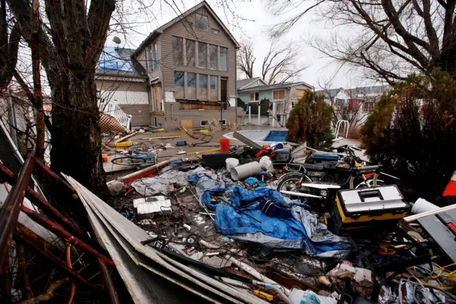 A home destroyed by Hurricane Sandy in Staten Island, New York