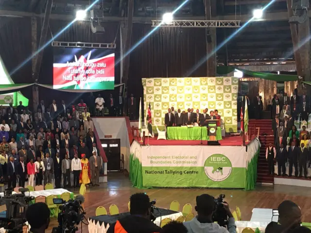 Crowds at the electoral commission in Kenya