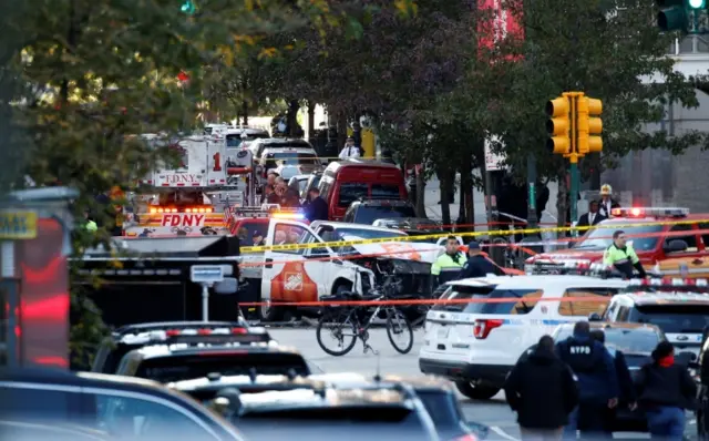 The Home Depot truck that drove along the bike path in New York