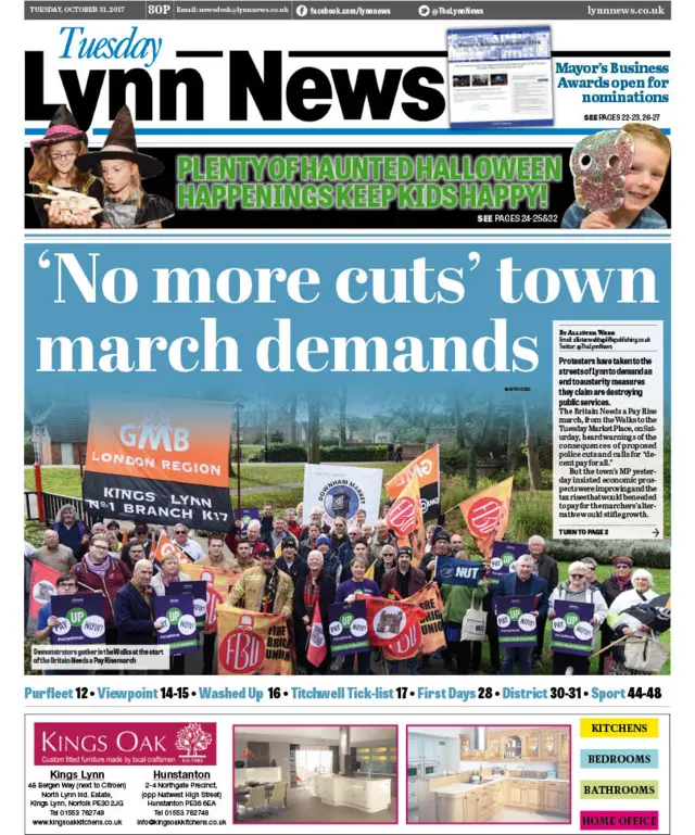 Front page of the Lynn News