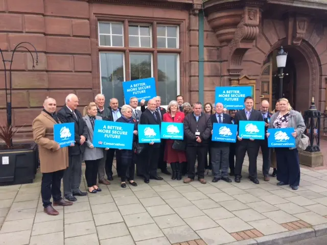 Tory group poses outside Great Yarmouth town hall