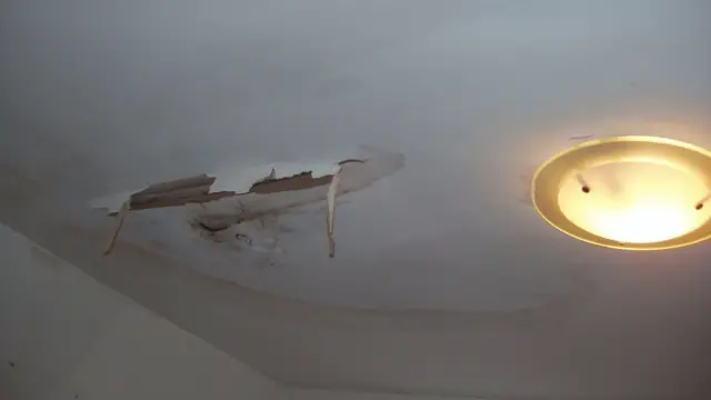 A damaged ceiling at a rented Jersey property
