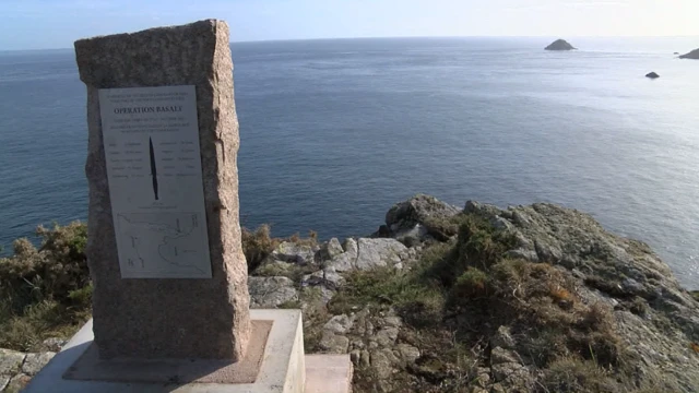 The commemorative stone at the site of the raid