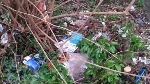 Litter on scrubland